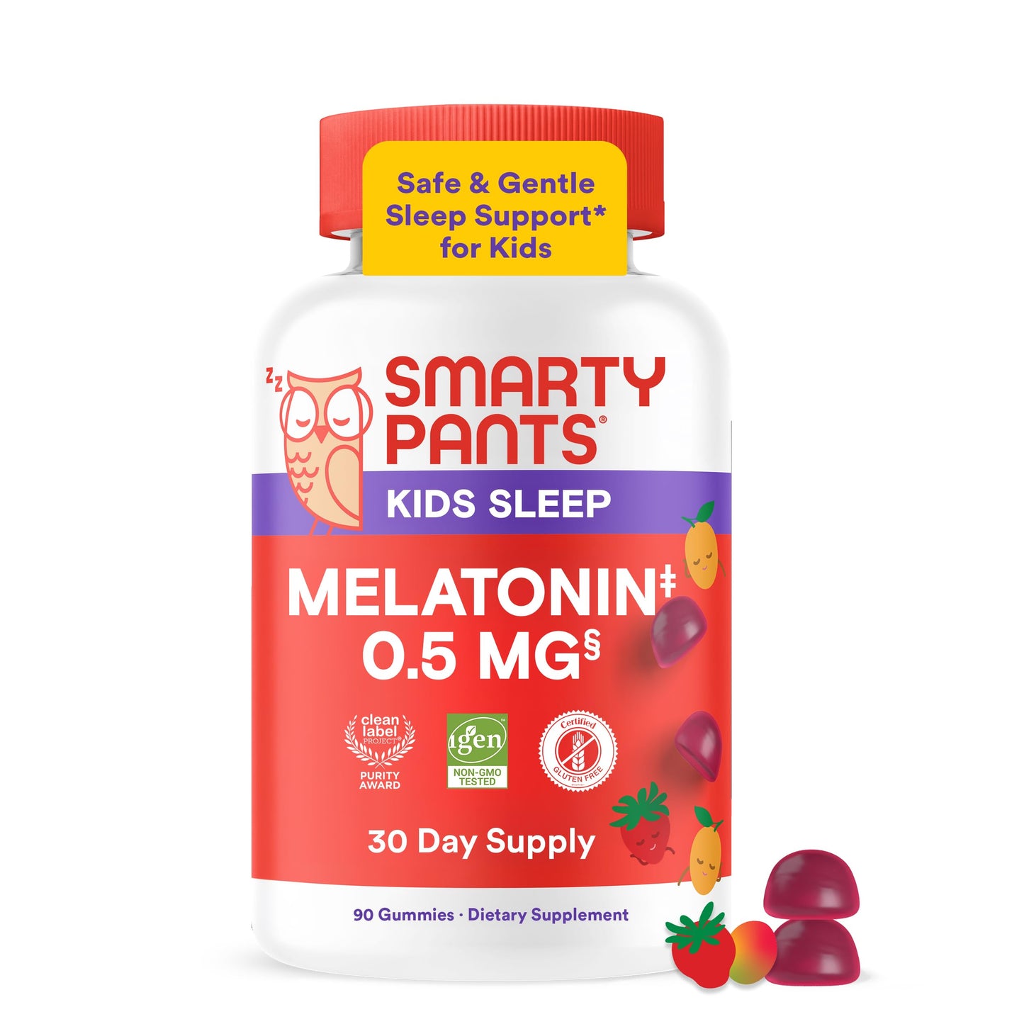 SmartyPants Kids Sleep Melatonin 0.5mg Gummy with Chamomile & Vitamin D3, 1 Count