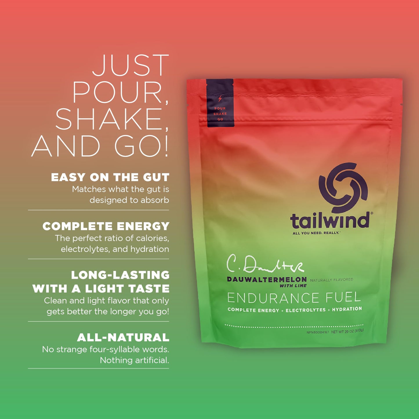 Tailwind Nutrition Endurance Fuel Dauwaltermelon Powder 48 Servings