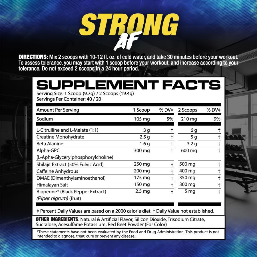 Maximum Human Performance MHP Strong AF Pre-Workout Powder 13.5 Ounce