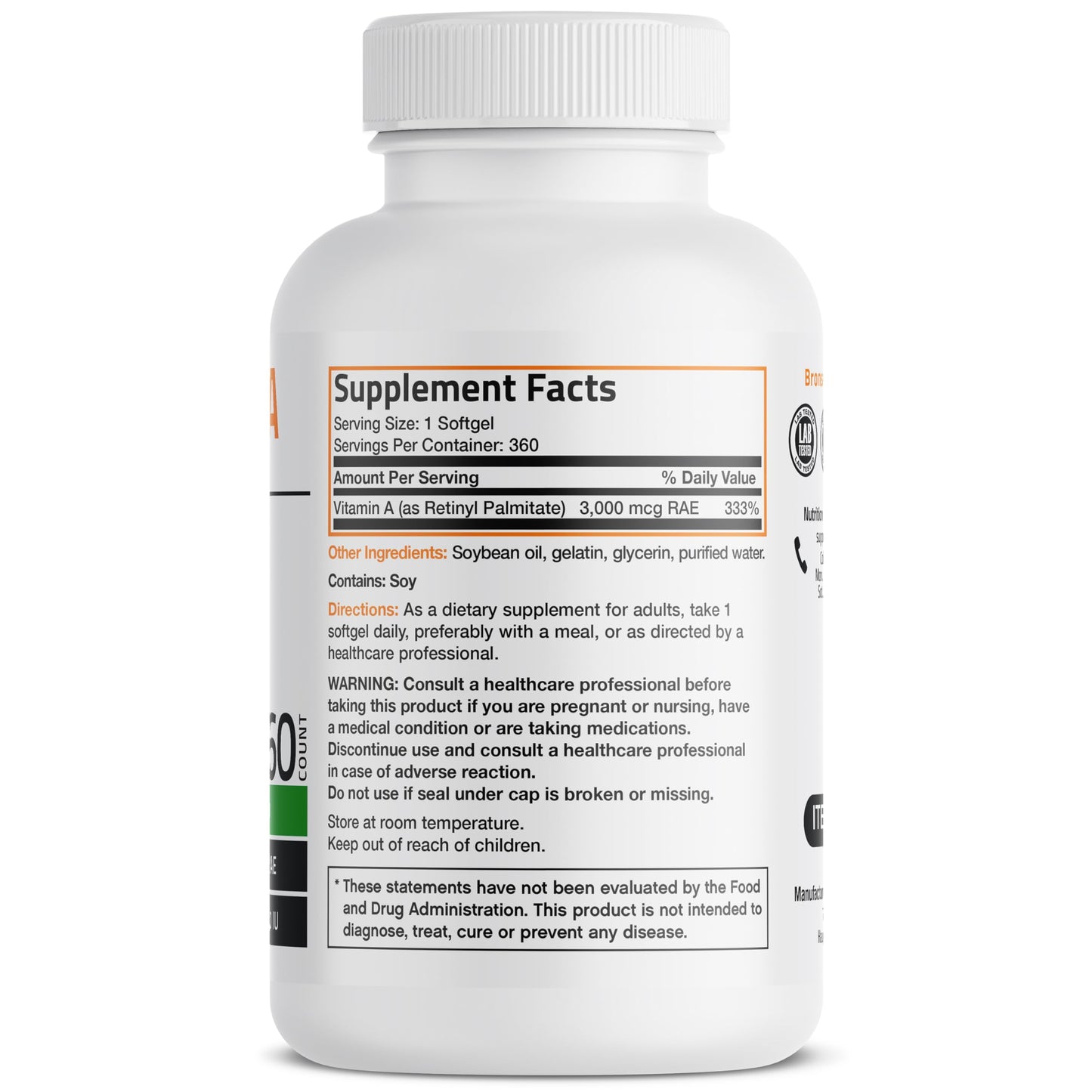 Bronson Vitamin A 10,000 IU Softgels, 360