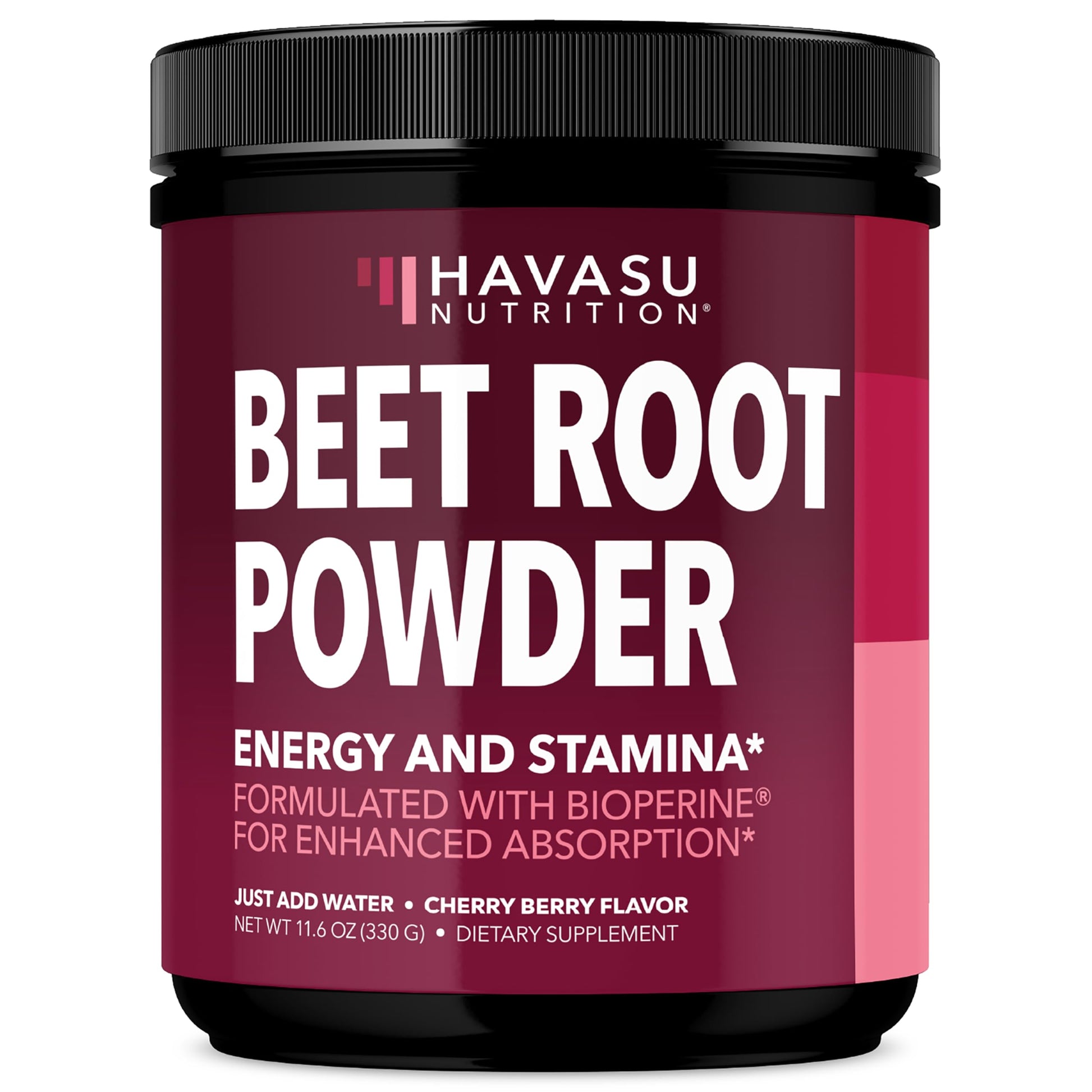 HAVASU NUTRITION Organic Beet Root Powder with Vitamin B12 & Coryceps, Nitric Oxide Supplement for Energy & Post Workout Recovery, Cherry Berry Flavor, Powder, 11.06 Ounce