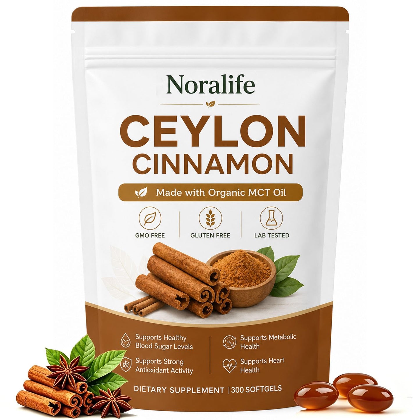 Pricyru Noralife Ceylon Cinnamon 7200mg with MCT Oil Softgels 60 Count