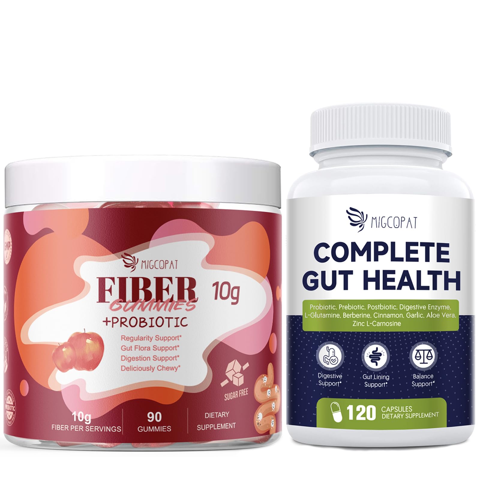 Migcopat Fiber Gummies + Probiotics For Digestive Health Gummies 210
