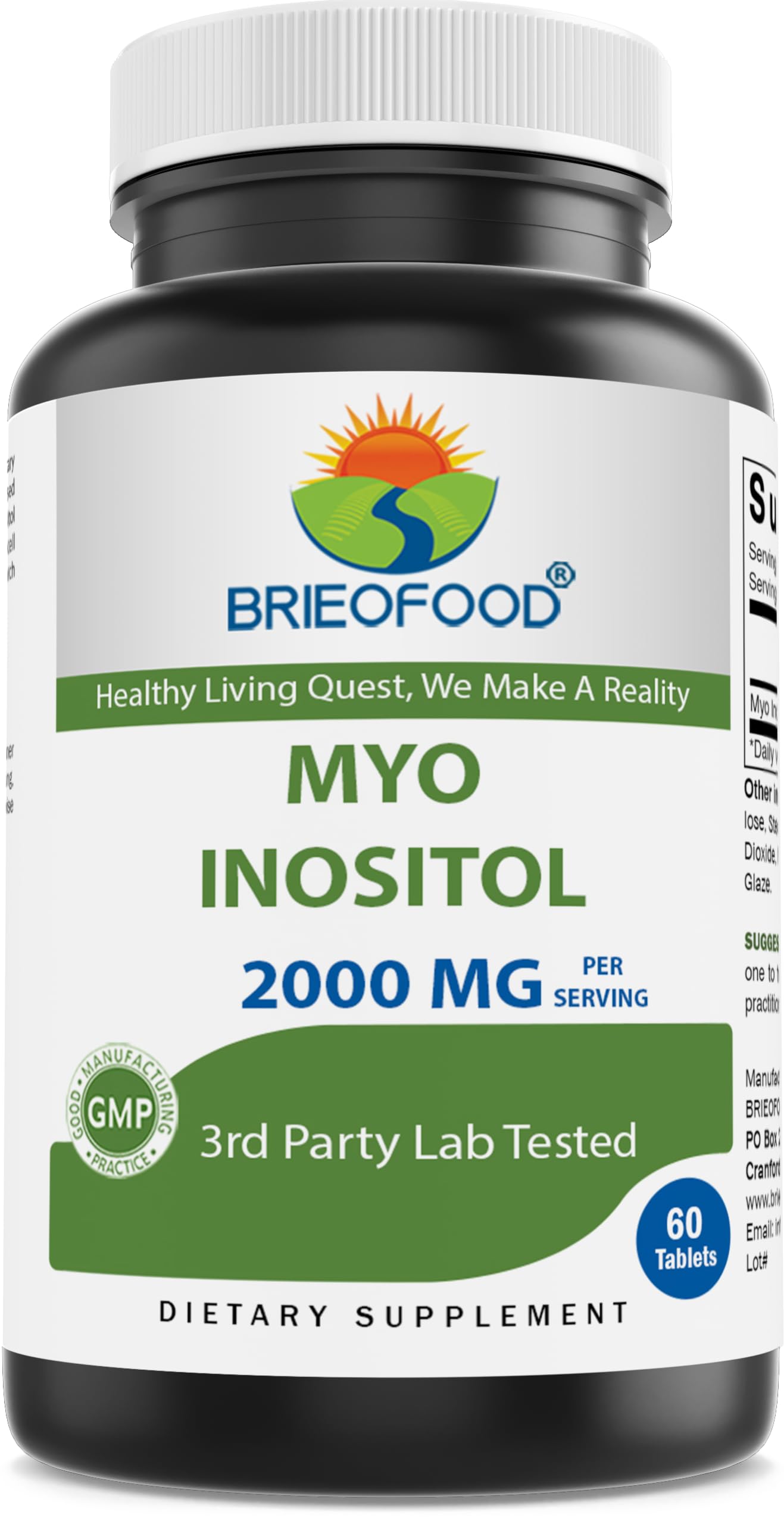 Brieofood Myo Inositol 2000 mg per Serving Tablets 60 Count