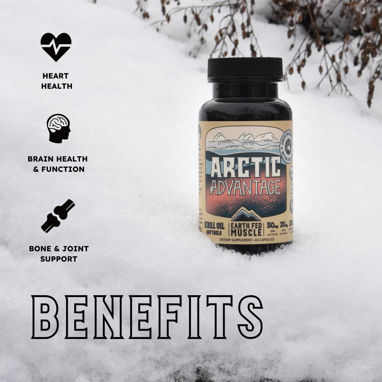 Earth Fed Muscle Arctic Advantage Krill Oil 500mg Capsules, 60 Count