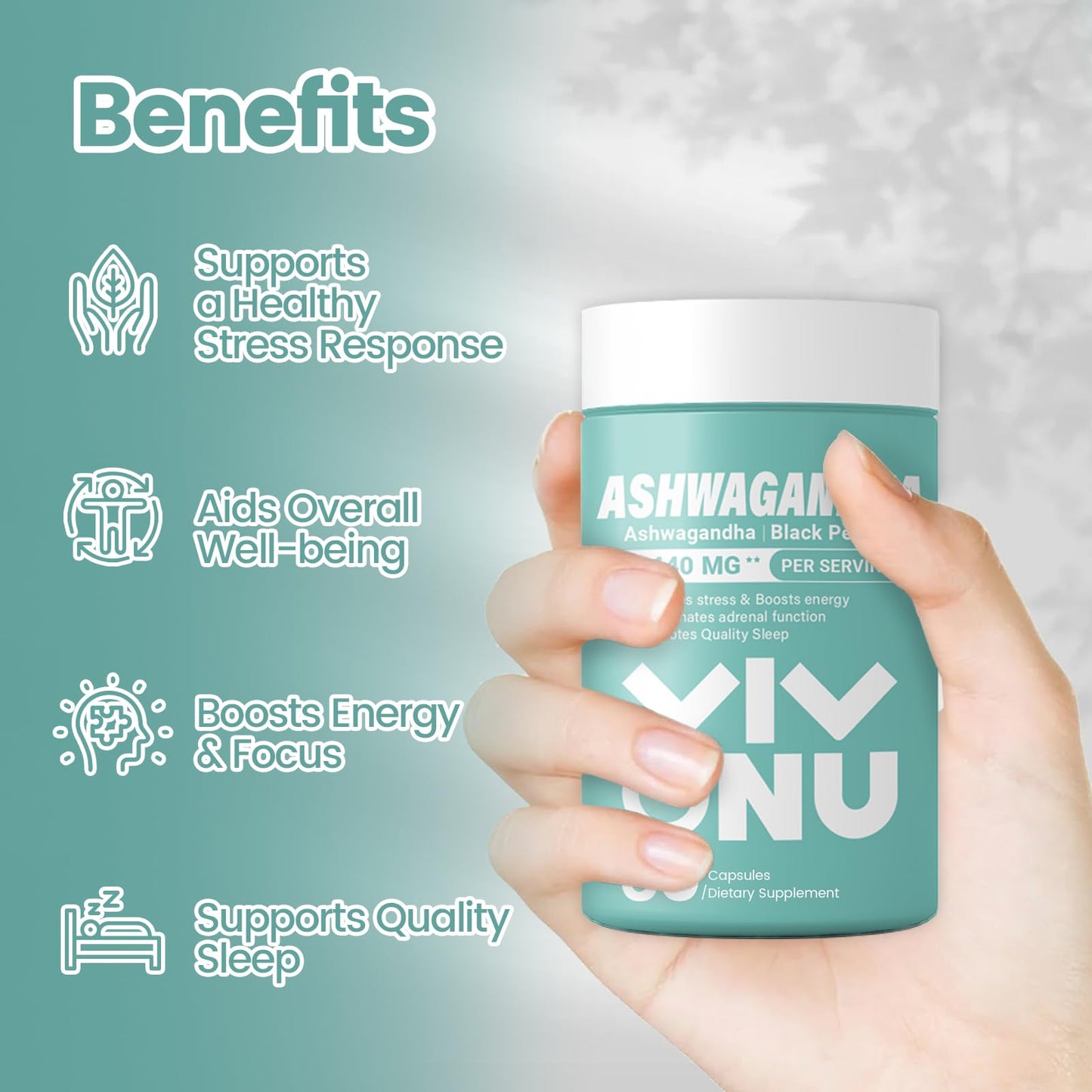 VivoNu Ashwagandha Capsules, 60 Capsules