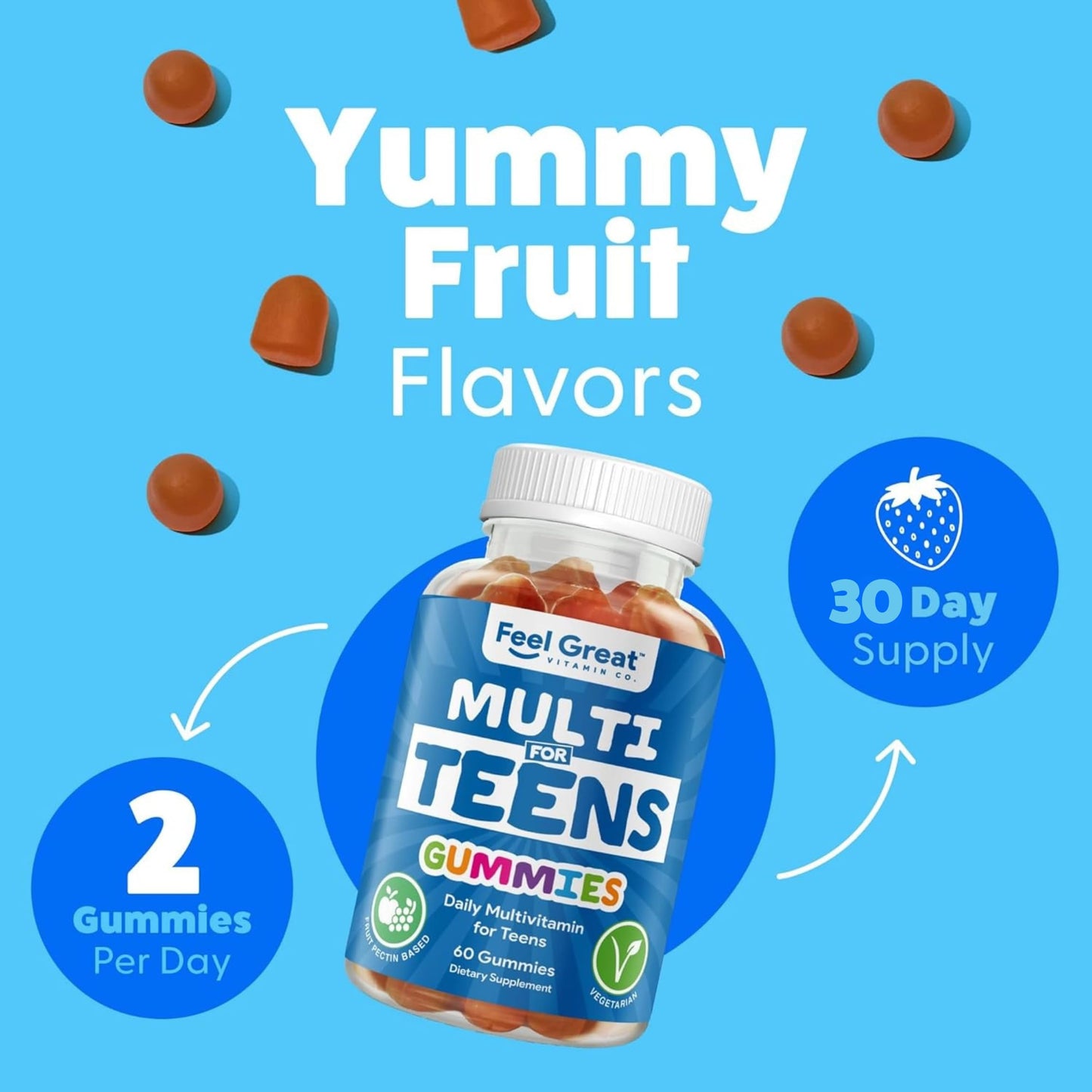 The Feel Great Vitamin Company Teen Vitamins Multivitamin Gummies, 60 Count