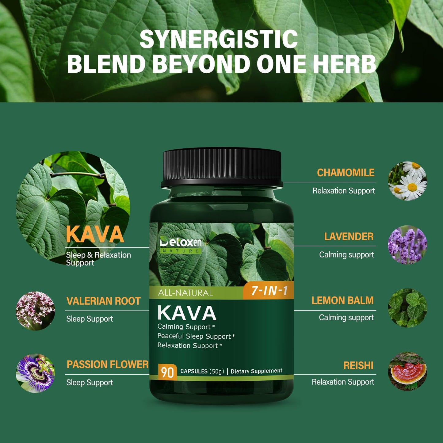 DetoxenNATURE Kava Kava Root Extract Capsules 90 Count