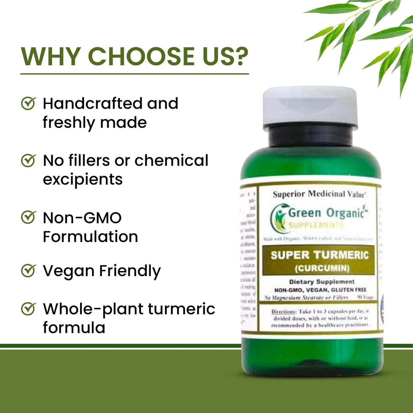 Green Organic Supplements Super-Turmeric Curcumin Capsule 90 Count