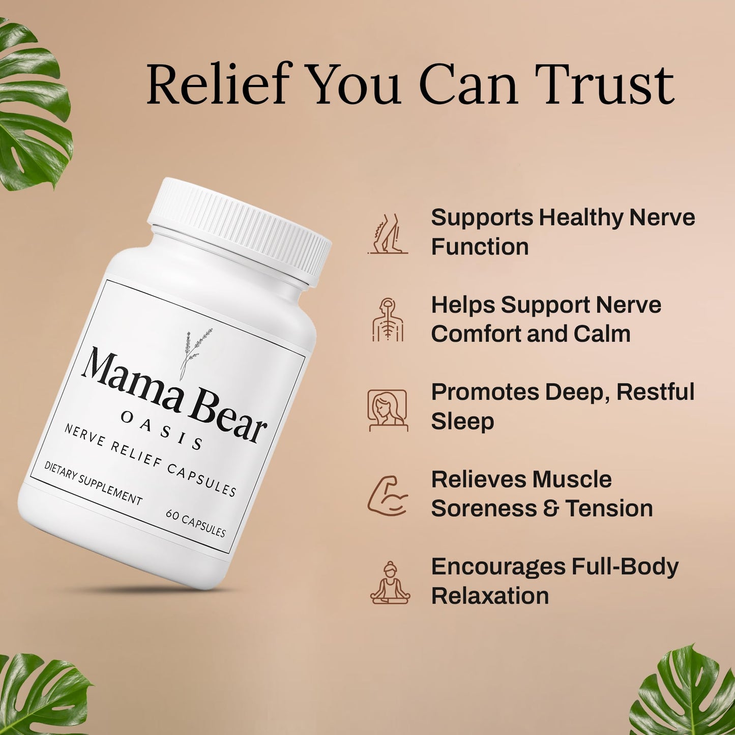 Mama Bear Oasis Nerve Support Capsules for Neuropathy, 1 Count