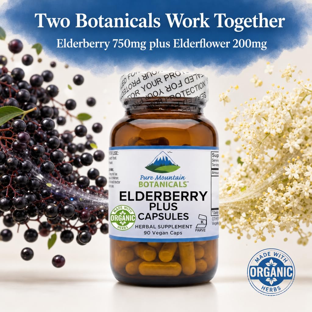 Pure Mountain Botanicals Elderberry Capsules, 90 Capsules