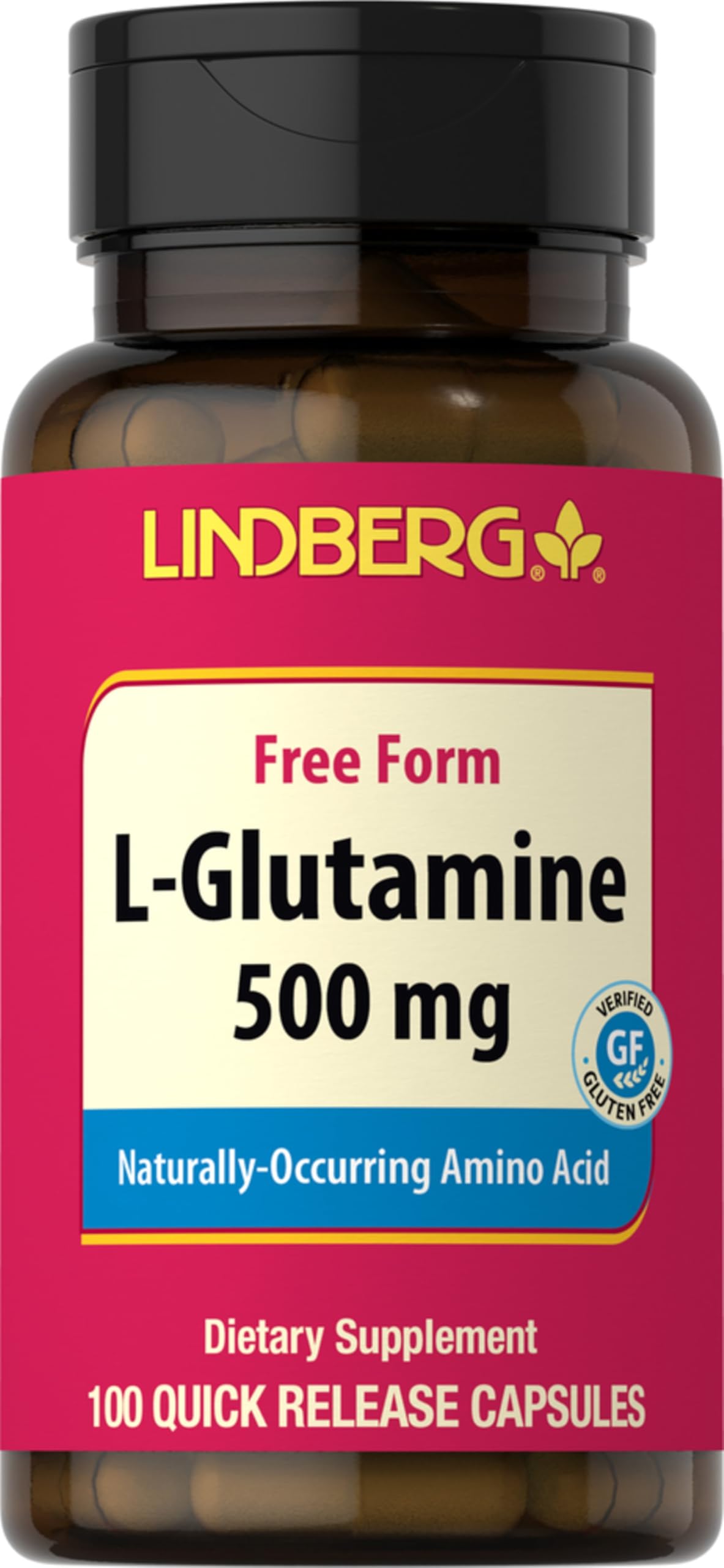 Lindberg L-Glutamine Capsules 500mg, 100 Count