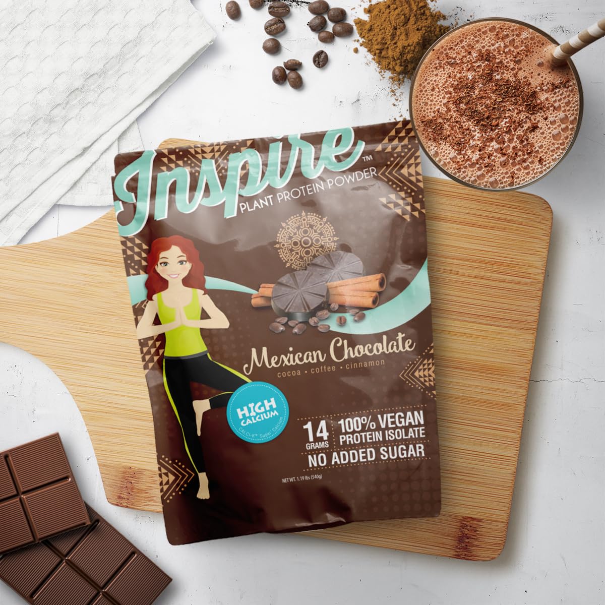 Bariatric Eating Inspire 14g Plant Based Protein Isolate Powder, Mexican Chocolate, 19.04 oz