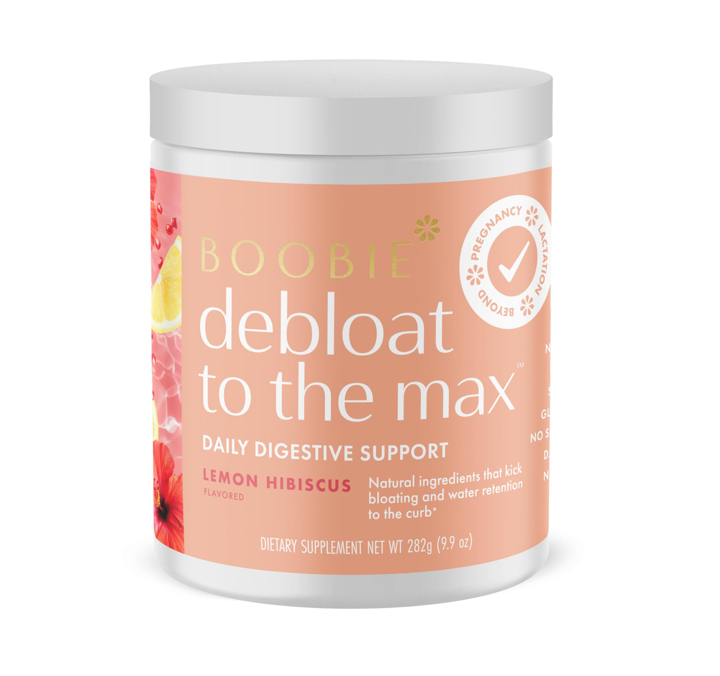 Boobie Brands Debloat to the Max Rapid Debloating - Lemon Hibiscus Flavor, Powder, 60 Servings, 12-Count