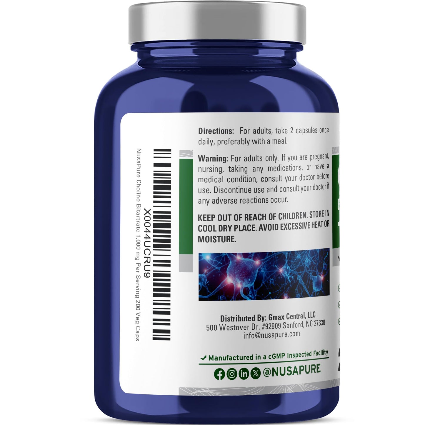 NusaPure Choline Bitartrate Capsule, 200 Capsules