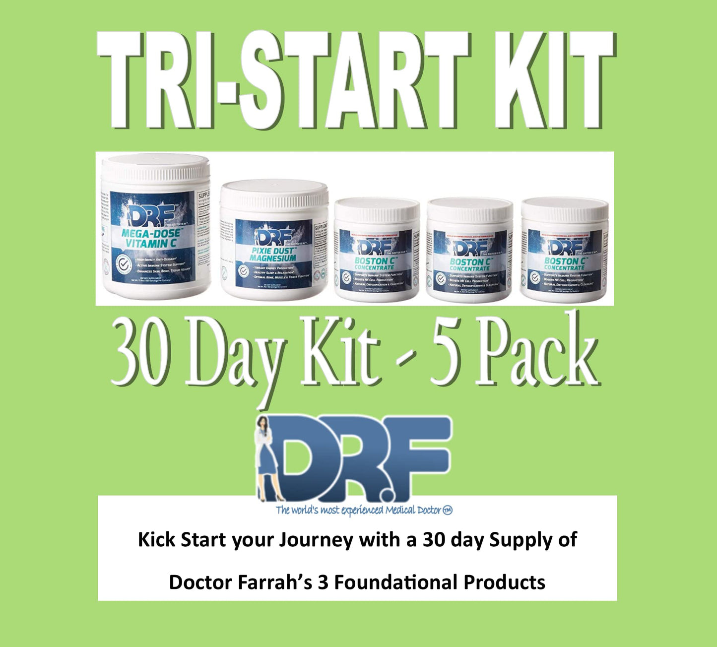 DR.F TRI-Start 30 Day Supply Health Kit Powder, 5-Piece Set