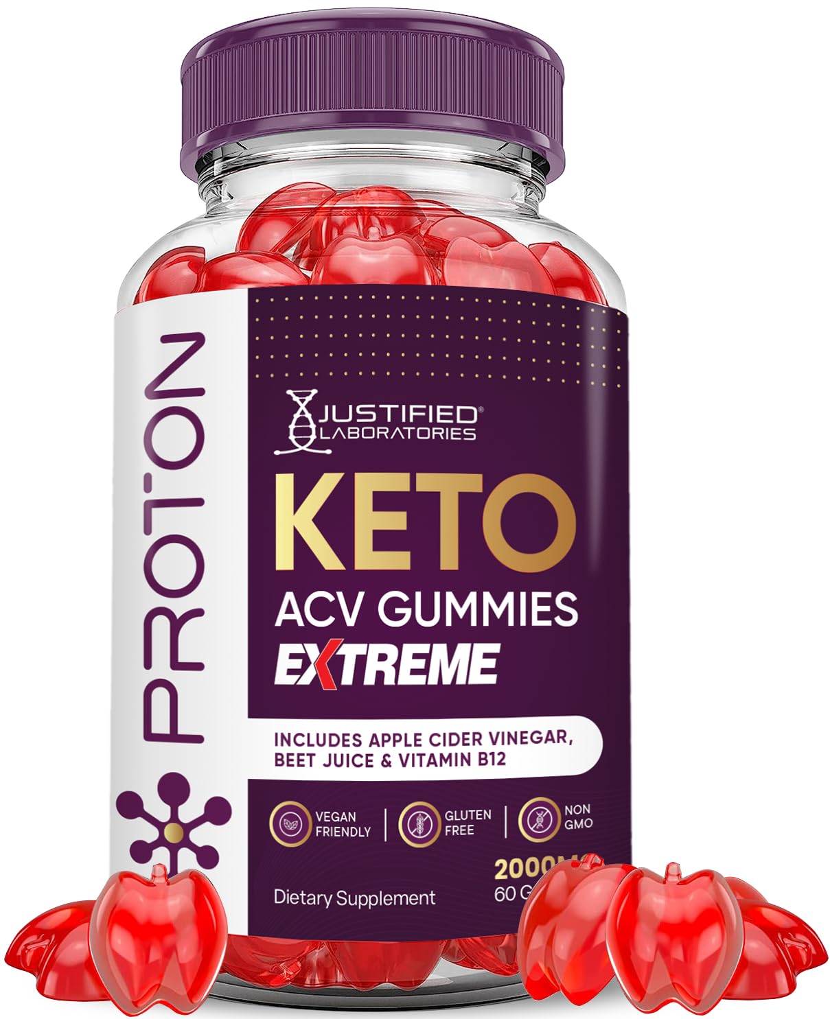 Justified Laboratories Proton Keto ACV Gummies Extreme Gummy 60 Count