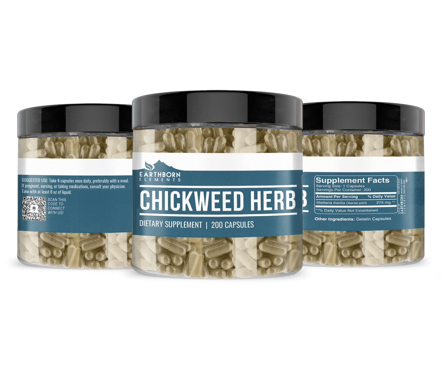 Earthborn Elements Chickweed Herb Capsules, 200 Capsules