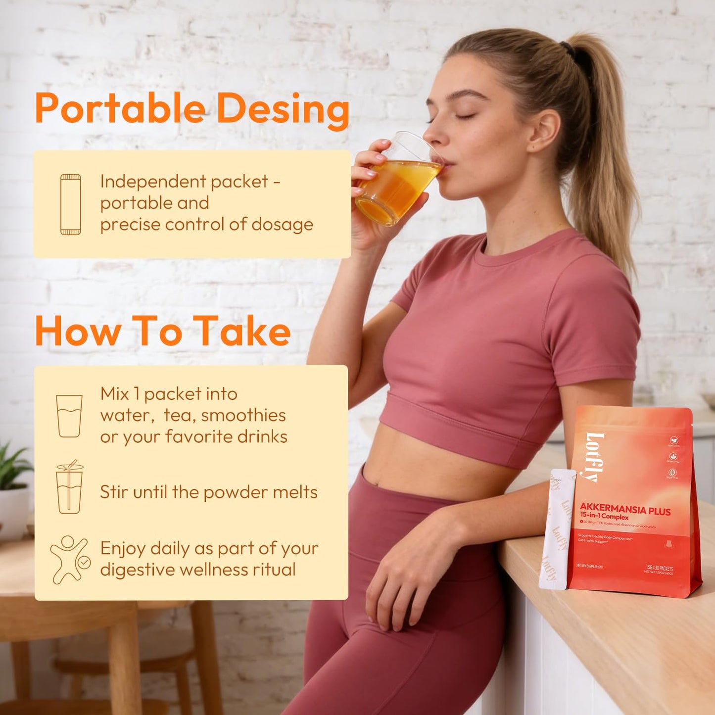 LOTFLY GLP-1 Supplement 15-in-1 Complex Probiotic Powder, Appetite Suppressant and Metabolism Booster, 30 Sticks