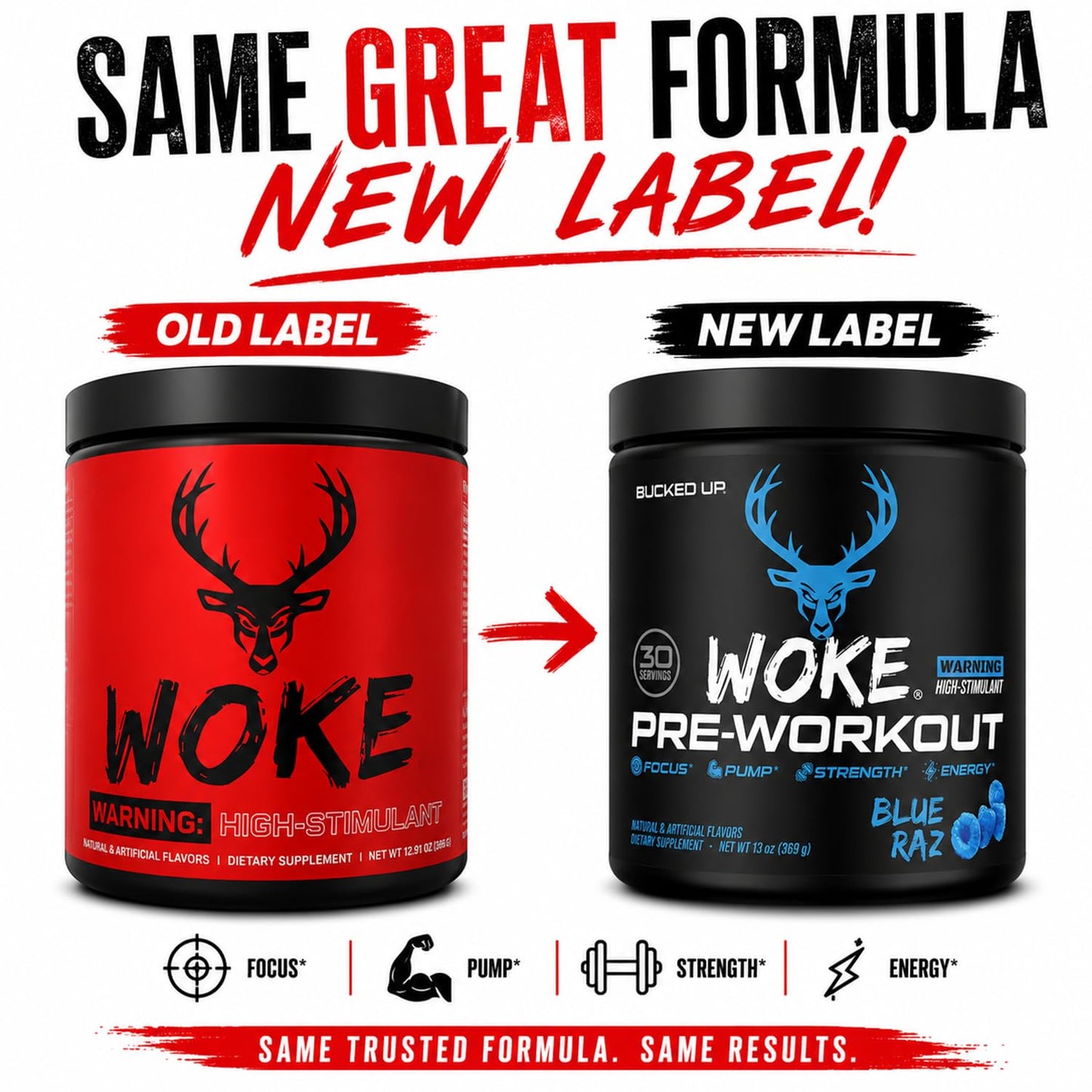 Bucked Up Woke HIGH STIM Pre Workout Powder 12.33 Ounce