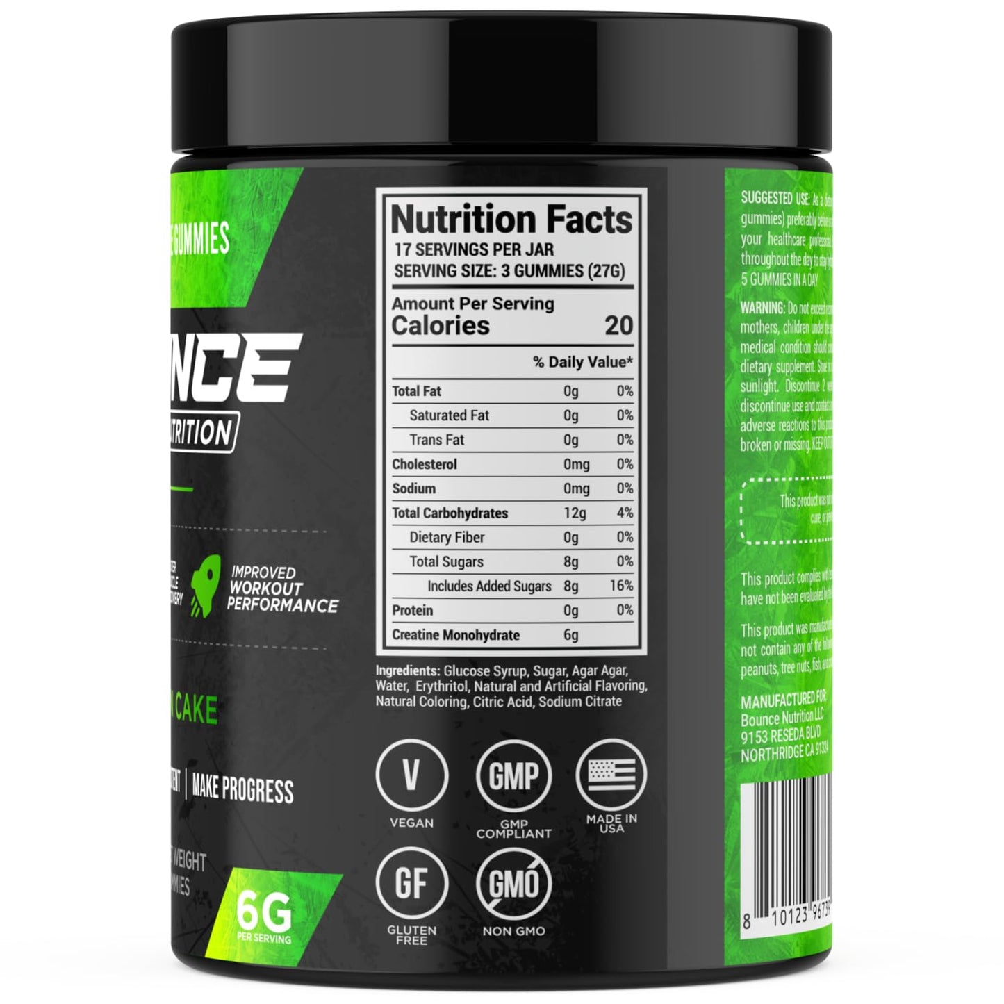 Bounce Pro Creatine Monohydrate Gummies, 51 Count