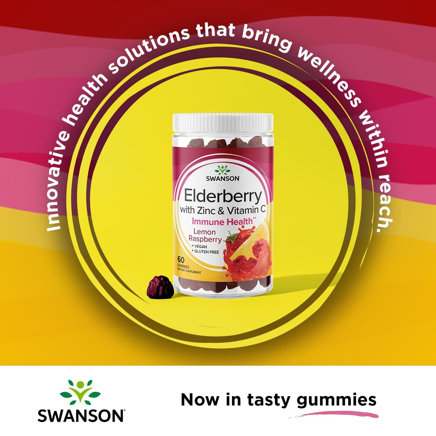 Swanson Elderberry Gummies with Zinc & Vitamin C Immune Support, 60 Gummies