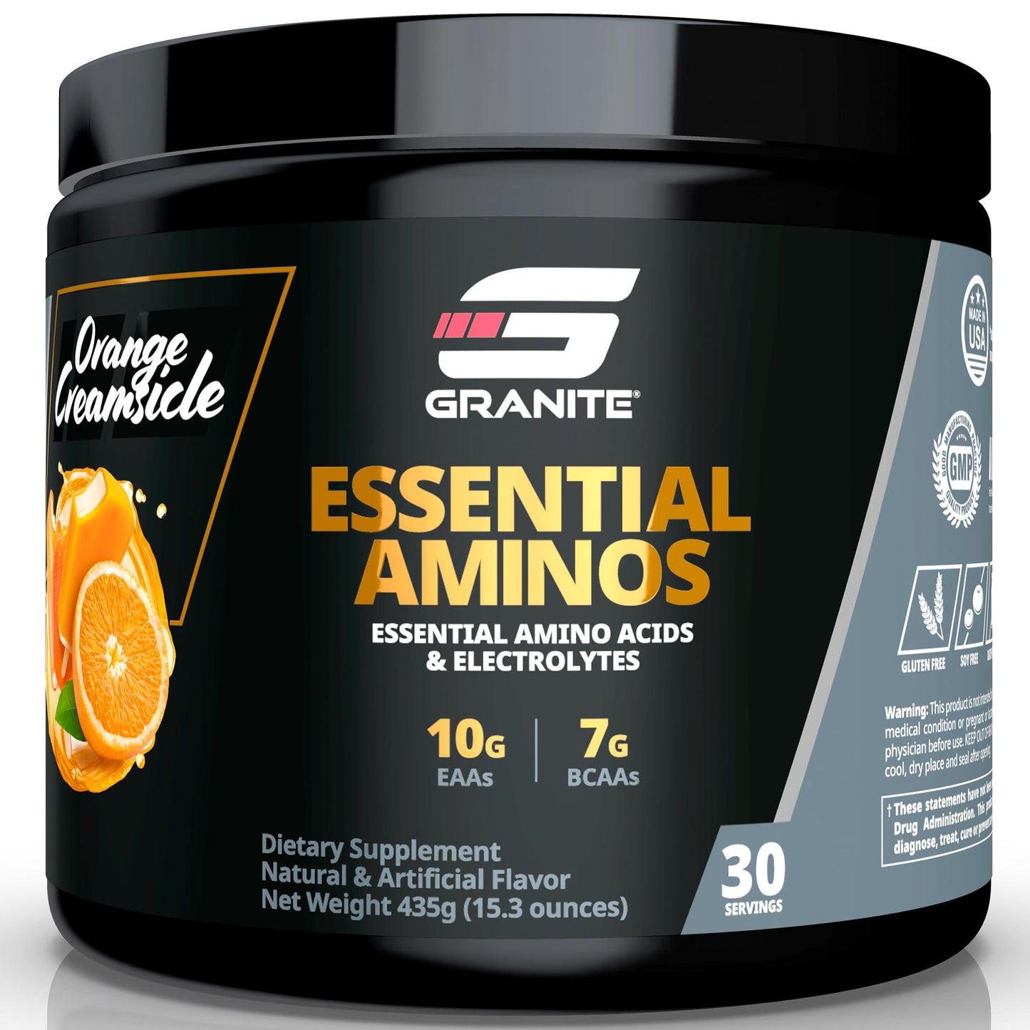 Granite Supplements Essential Amino Acids Powder for Muscle Recovery and Growth, 30 Servings