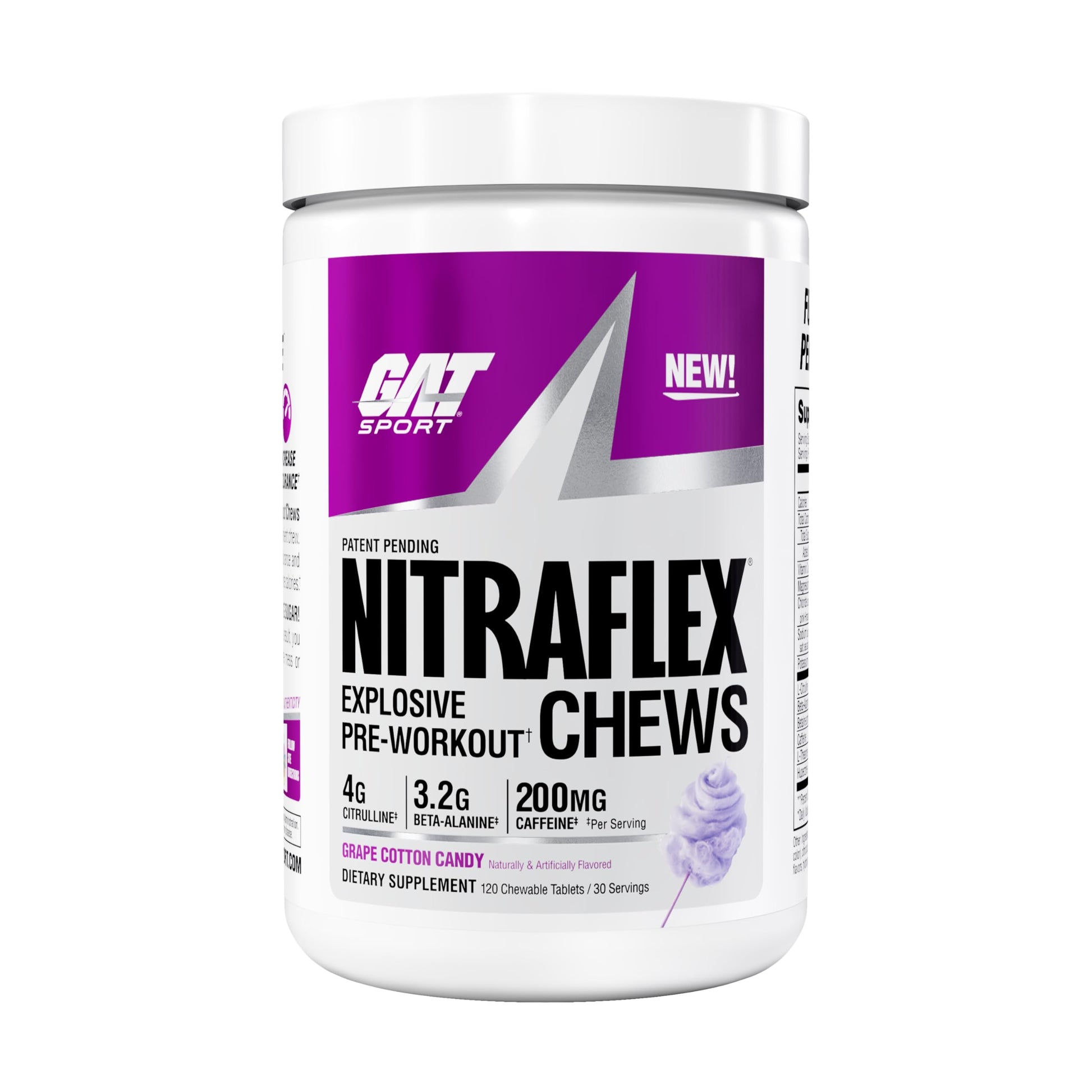 GAT SPORT Nitraflex Performance Pre-Workout Chews Chewable 120 Count