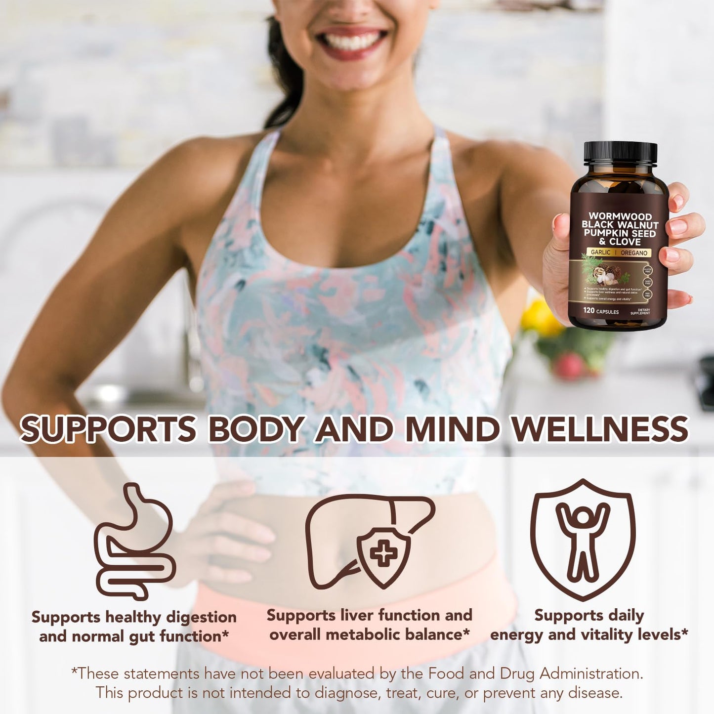 VSKZFSRY Wormwood Black Walnut Capsules 120 Count