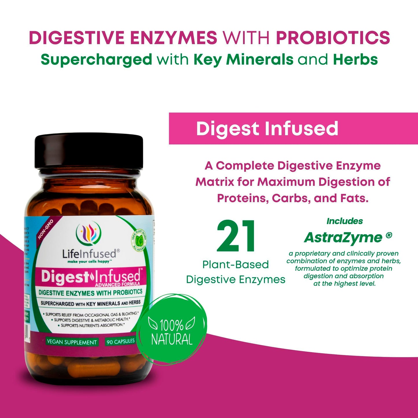 Life Infused Digestive Enzymes with Probiotics 90 Capsules