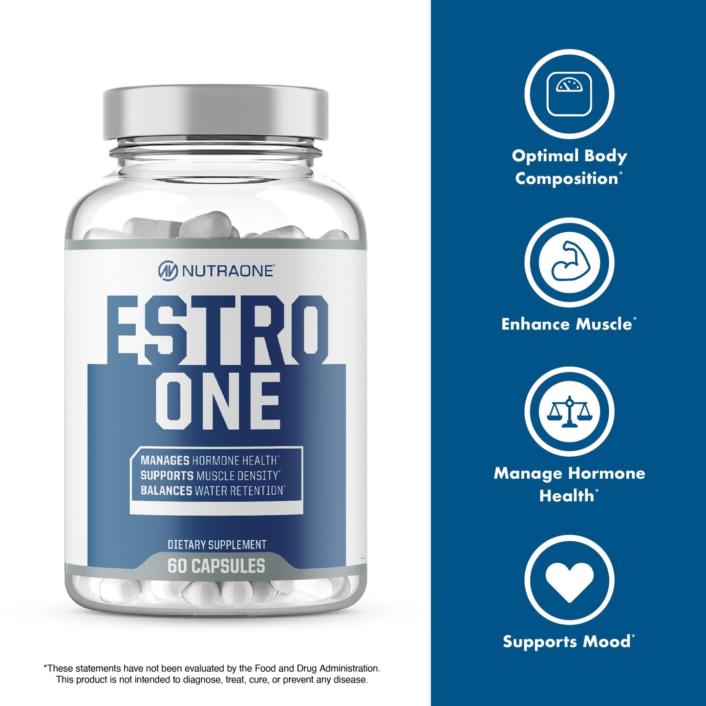 NutraOne EstroOne Hormone Support for Men, 60 Capsules