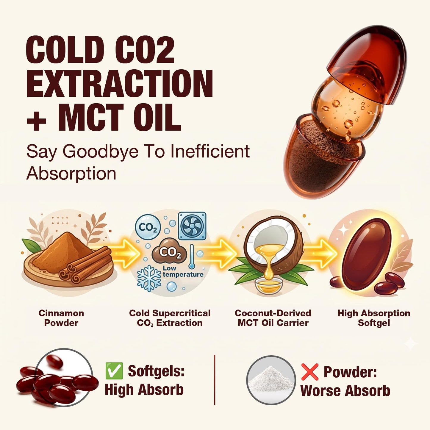 ASISTNETY Ceylon Cinnamon Softgels with MCT Oil, 300 Softgels