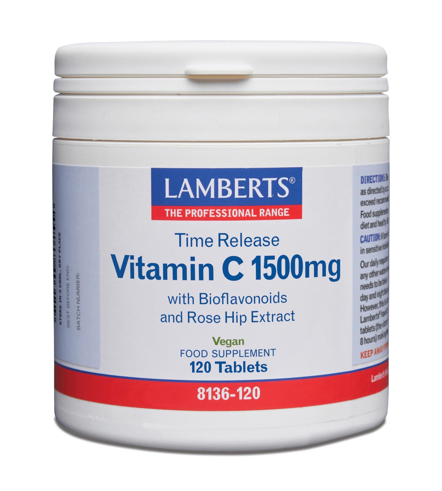 Lamberts Vitamin C Time Release with Bioflavonoids 1500mg, 120 Tablets