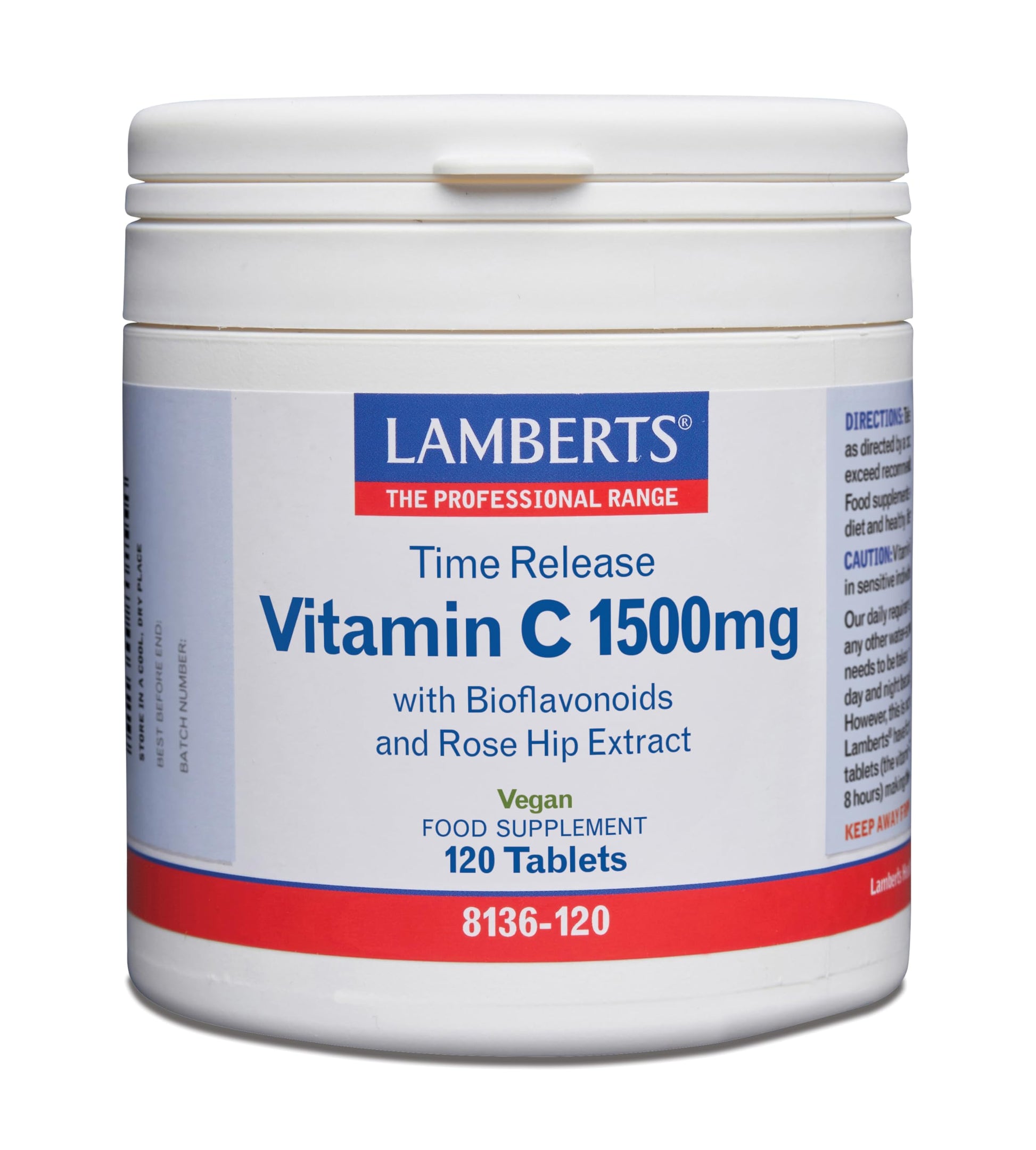 Lamberts Vitamin C Time Release with Bioflavonoids 1500mg, 120 Tablets