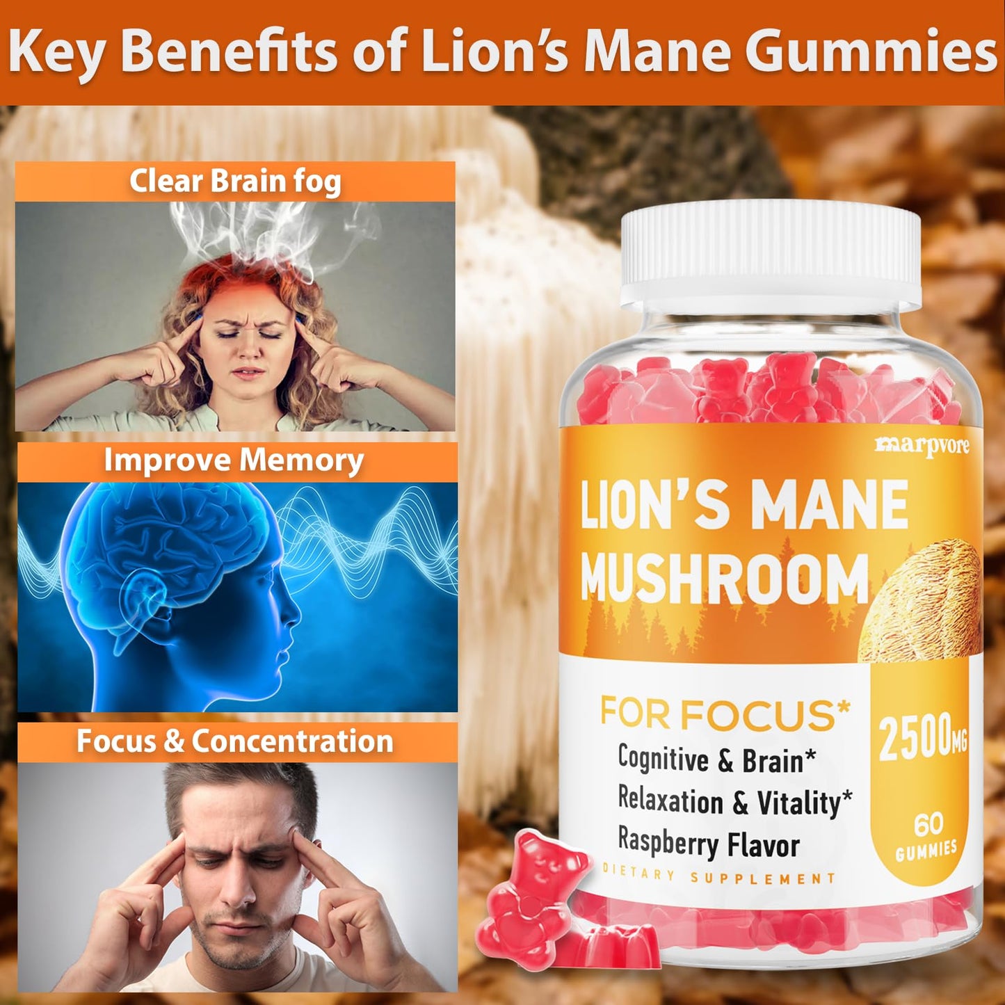 Marpvore Lions Mane Gummies Gummy 60 Count