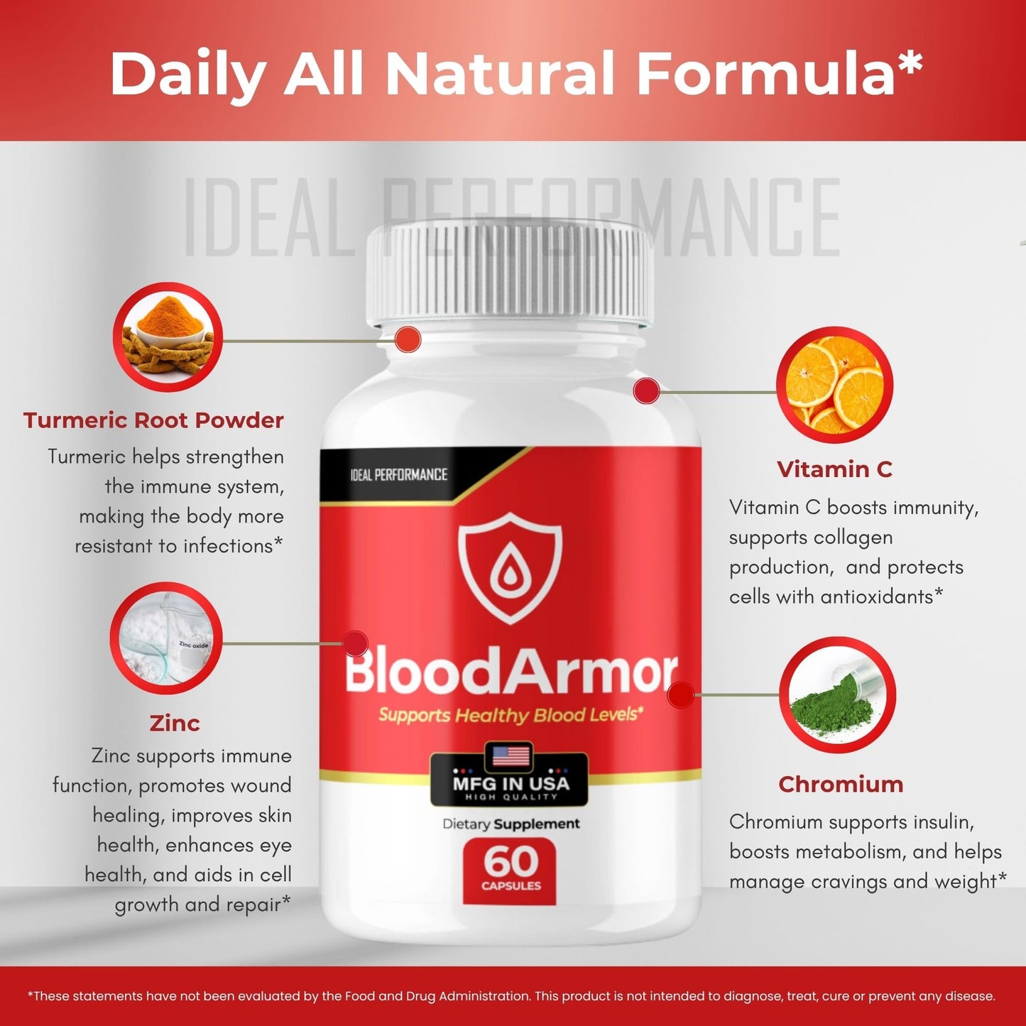 IDEAL PERFORMANCE BloodArmor Advanced Formula Blood Support Supplement, 120 Capsules