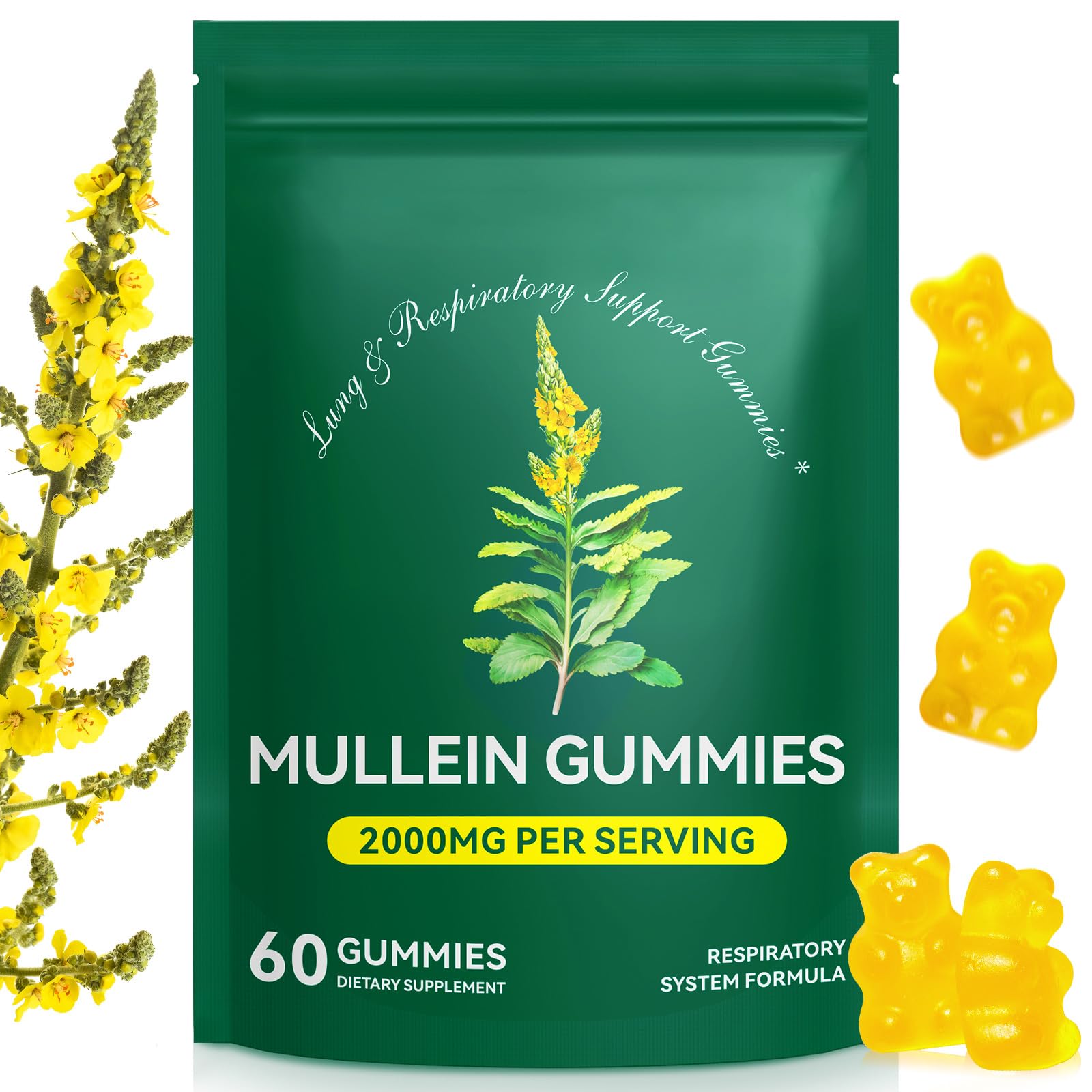 Nyloriaine Mullein Gummies for Lungs, 60 Gummies