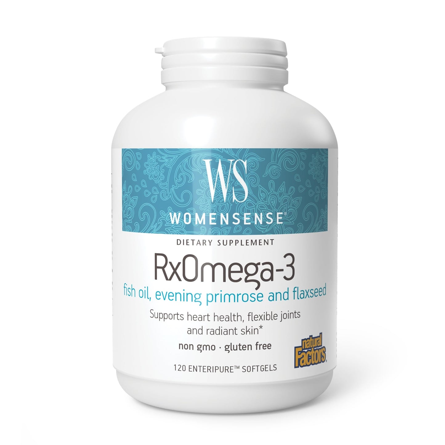 Natural Factors RxOmega-3 Fish Oil with Primrose Oil Softgels 120