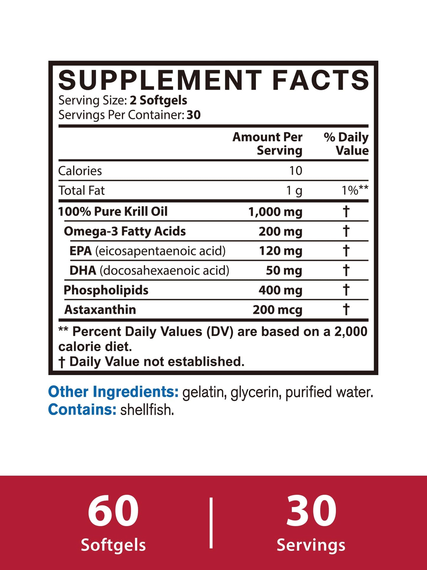 Vitacook Krill Oil 1000 mg Softgels, 60 Count