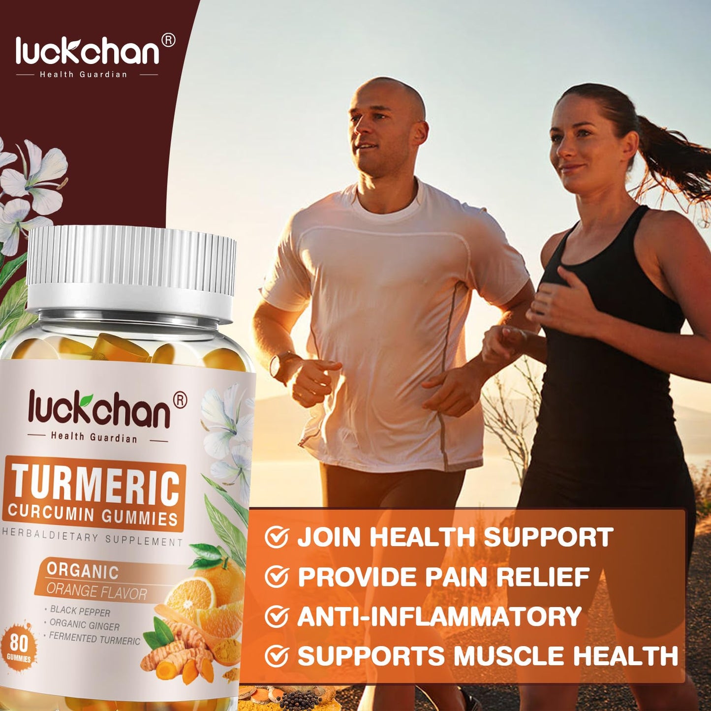 LUCKCHAN Turmeric and Ginger Gummies 160 Count