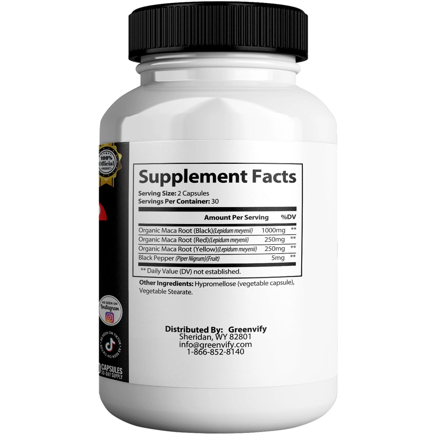 GREENVIFY Dominator MAXXX PRO Dietary Supplement Organic Maca Root Blend Capsule, 60 Count