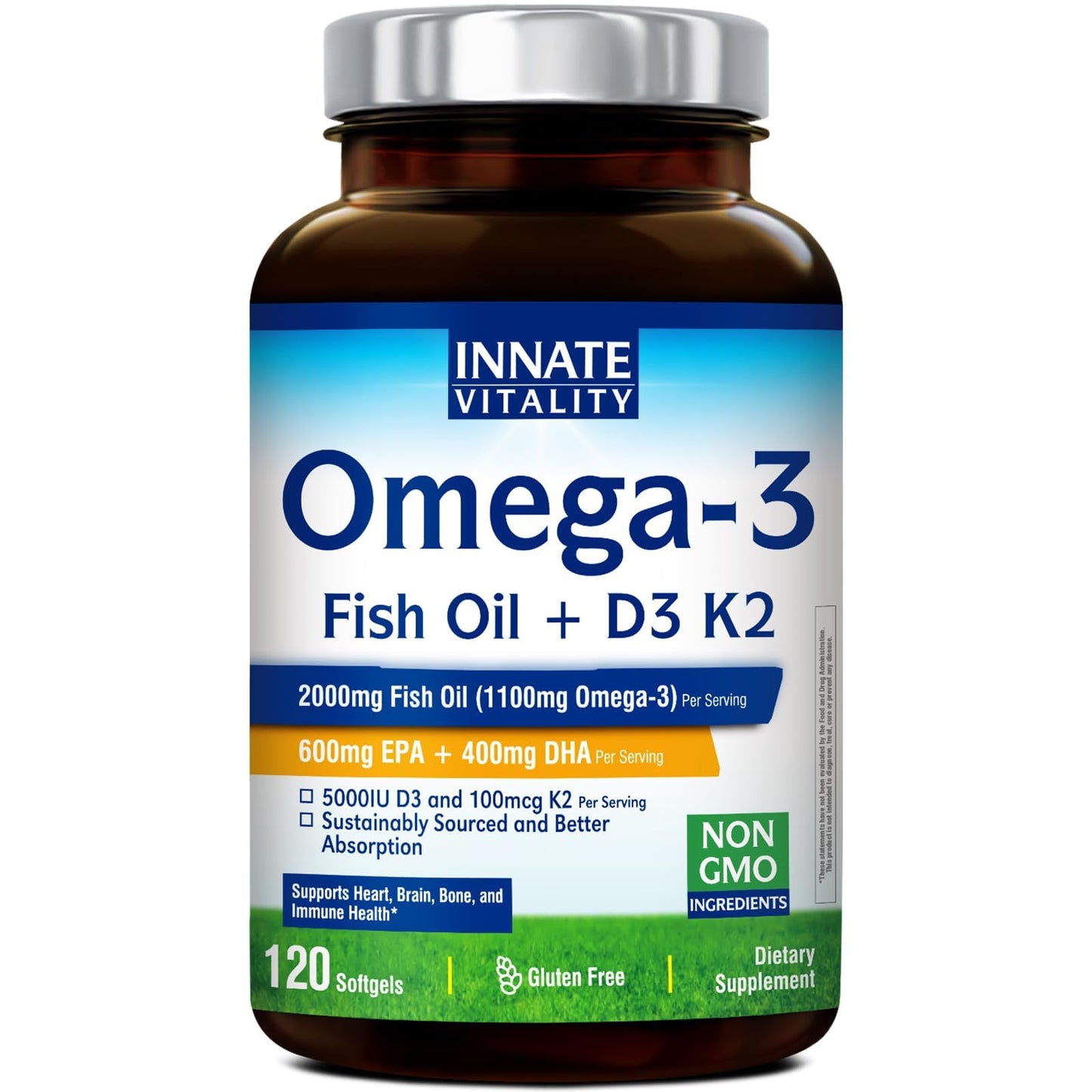 Innate Vitality Omega 3 Fish Oil Softgels, 120 Softgels