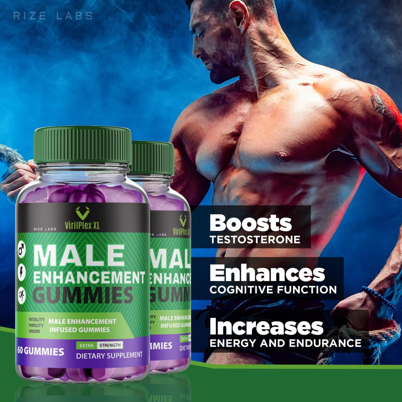 Rize Labs VirilPlex XL Gummies for Men, 120 Gummies