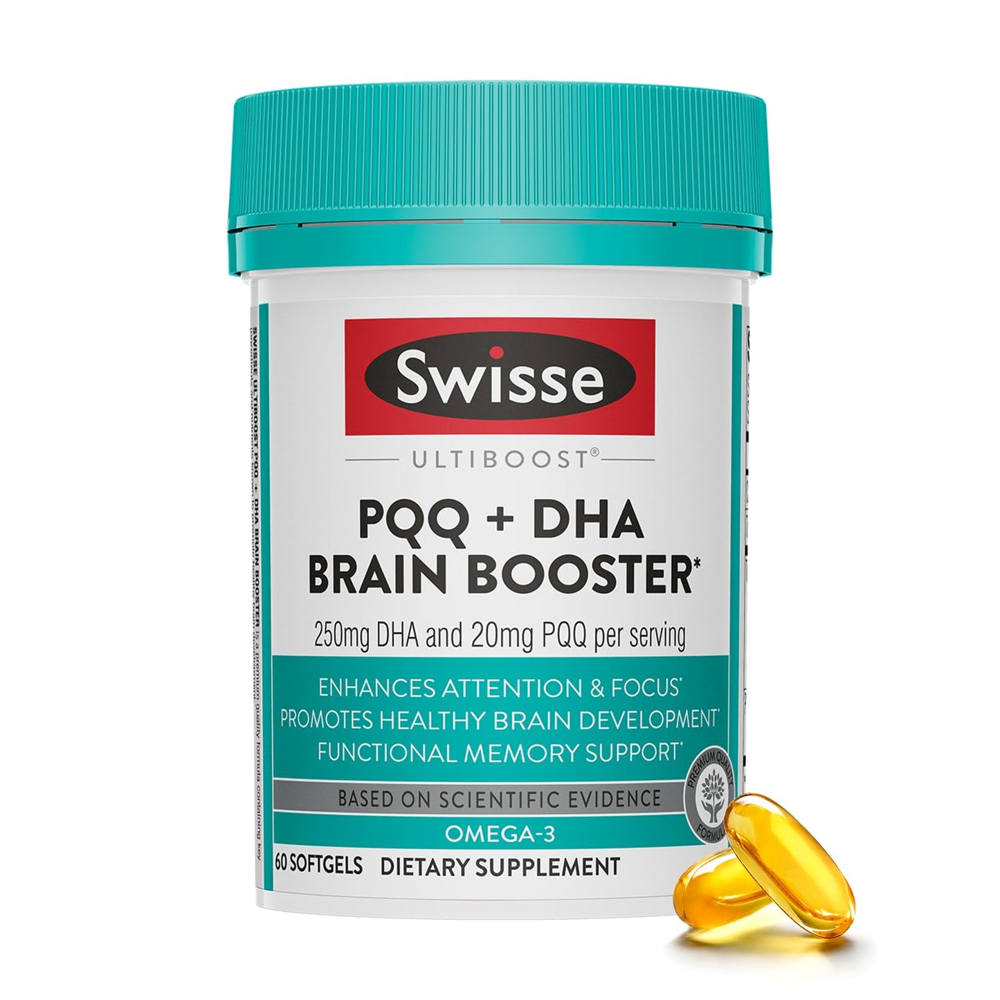 Swisse PQQ + DHA Brain Booster Capsule, 60 Capsules