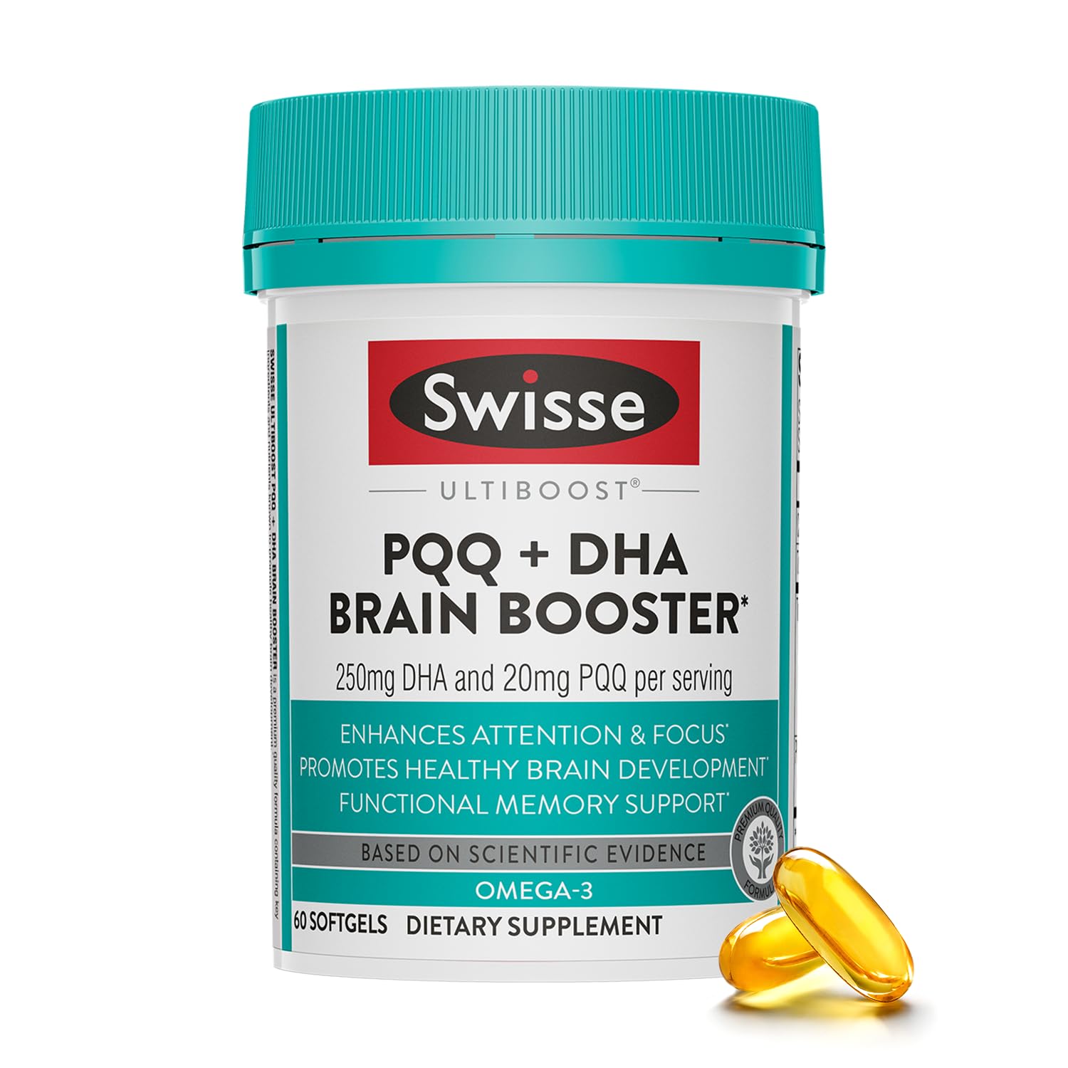Swisse PQQ + DHA Brain Booster Capsule, 60 Capsules