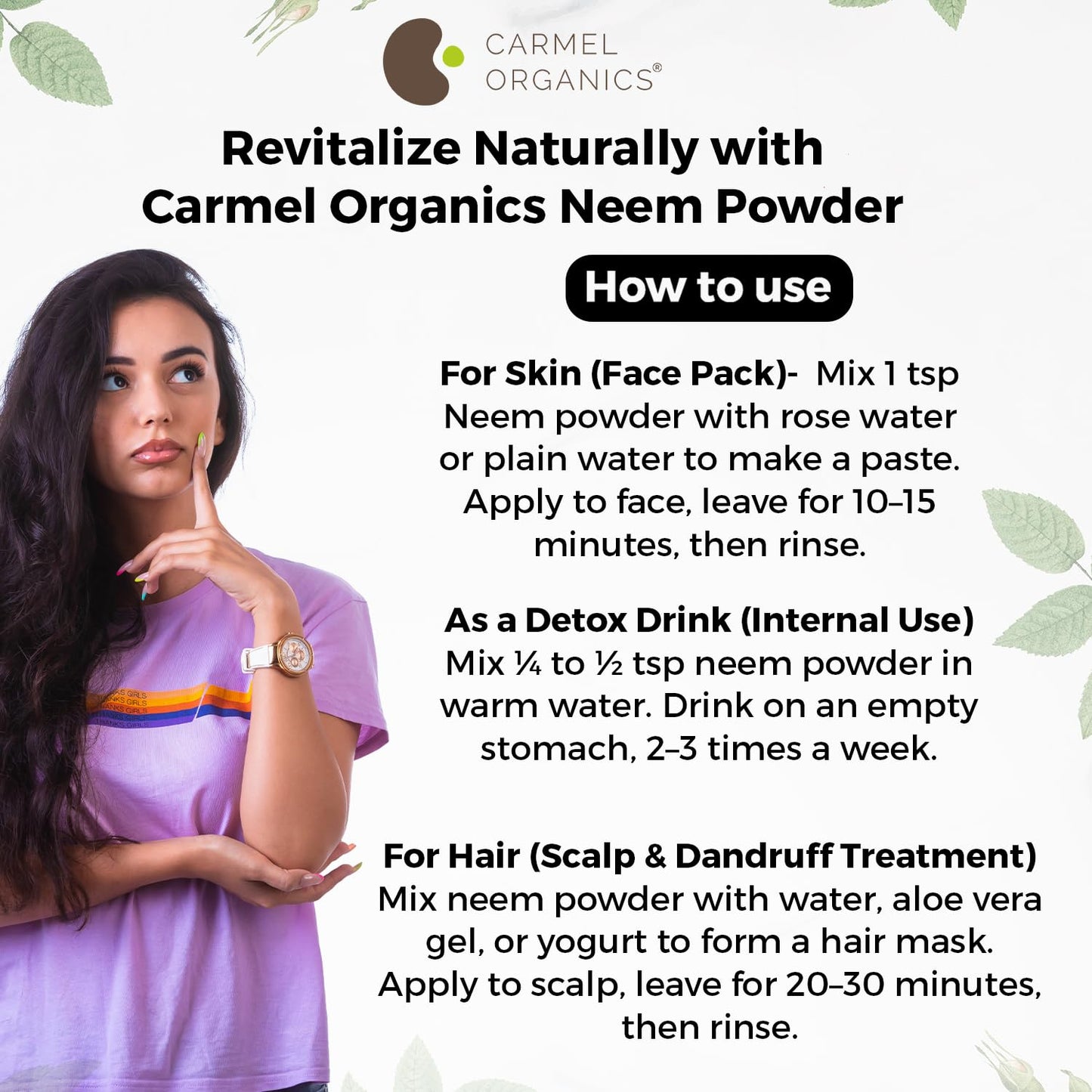 CARMEL ORGANICS Neem Leaves Powder 8 oz
