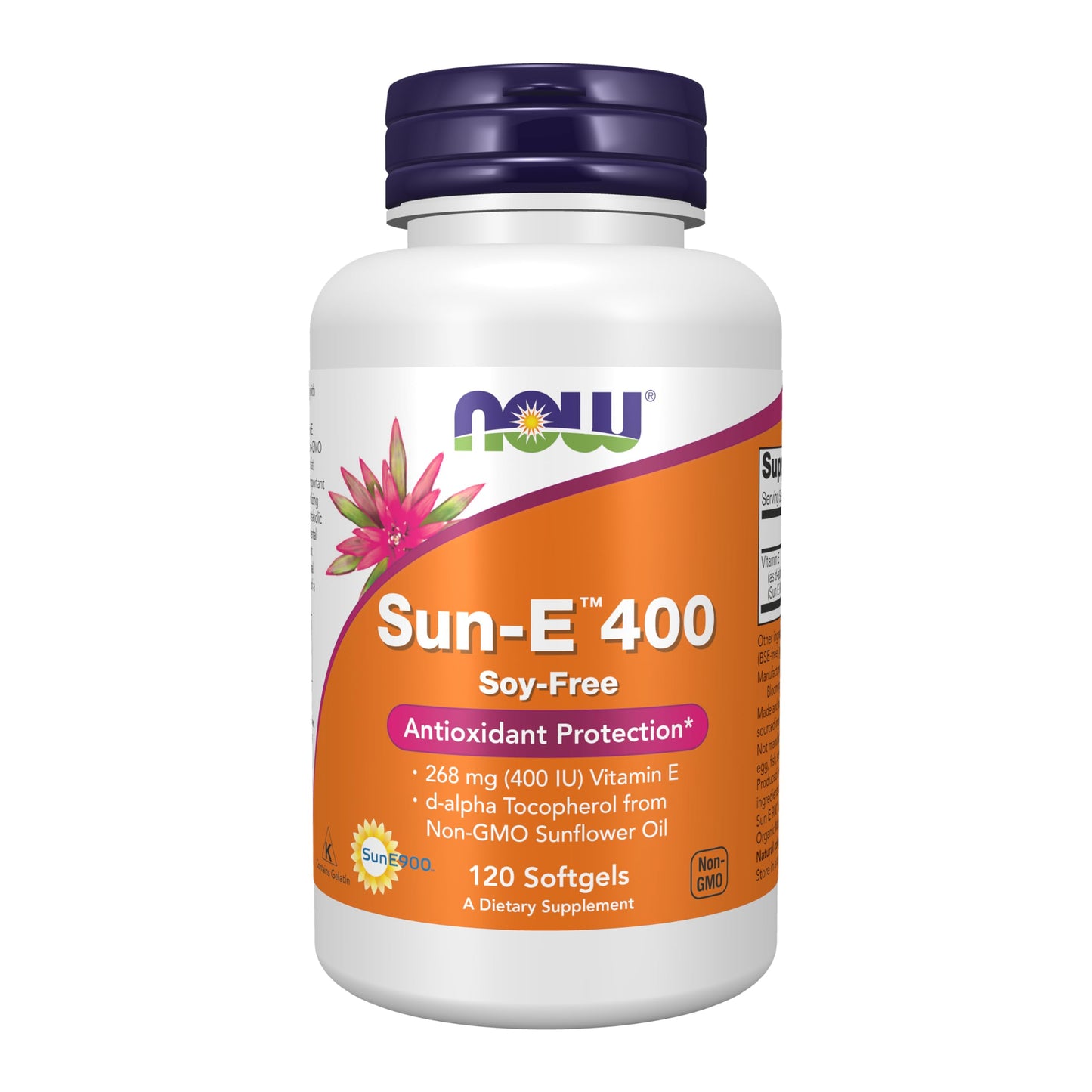 NOW Foods Sun-E Vitamin E 400 IU with d-alpha Tocopherol from Non-GMO Sunflower Oil Softgels, 120 Softgels