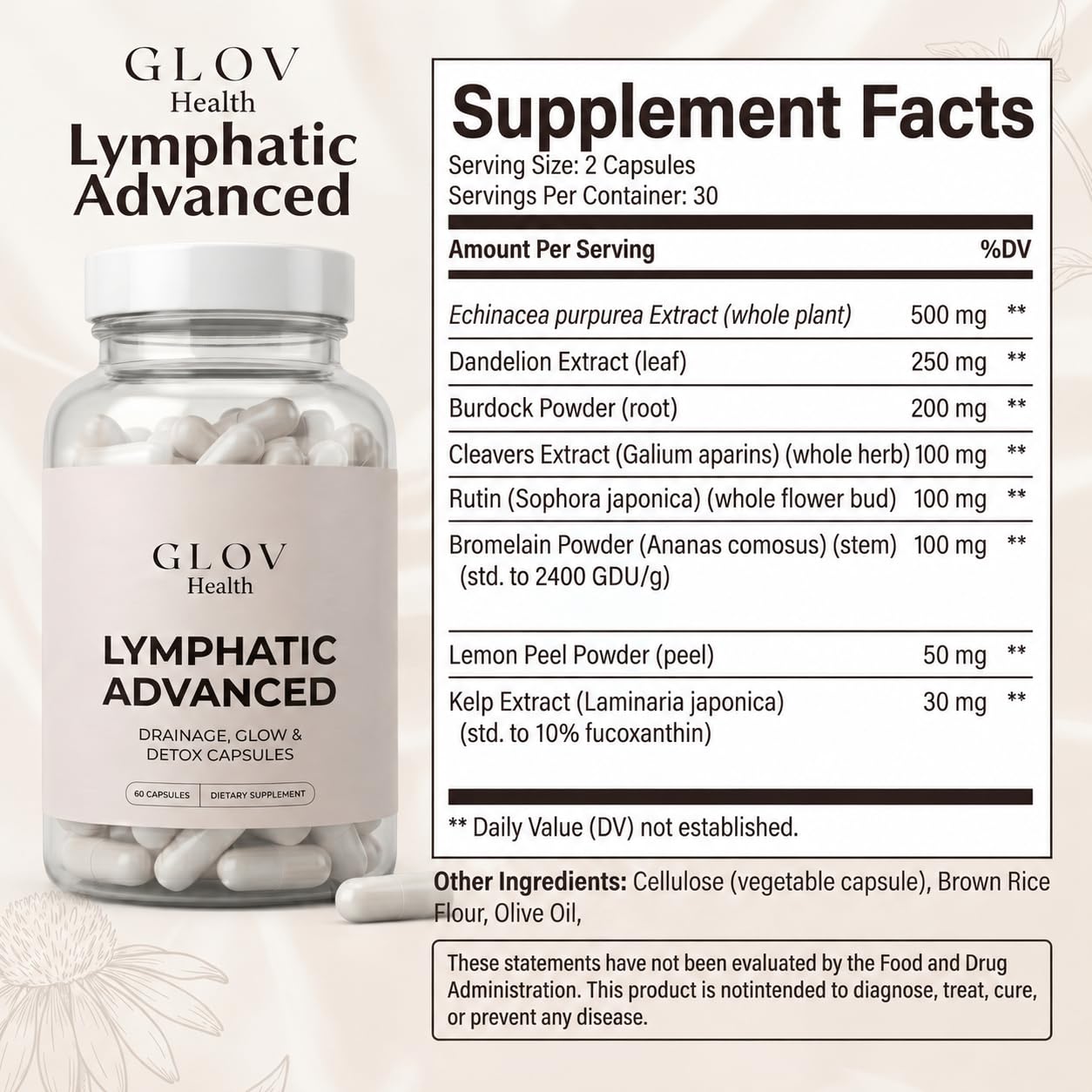 Glov Health Lymphatic Advanced Drainage Capsule, 60 Capsules