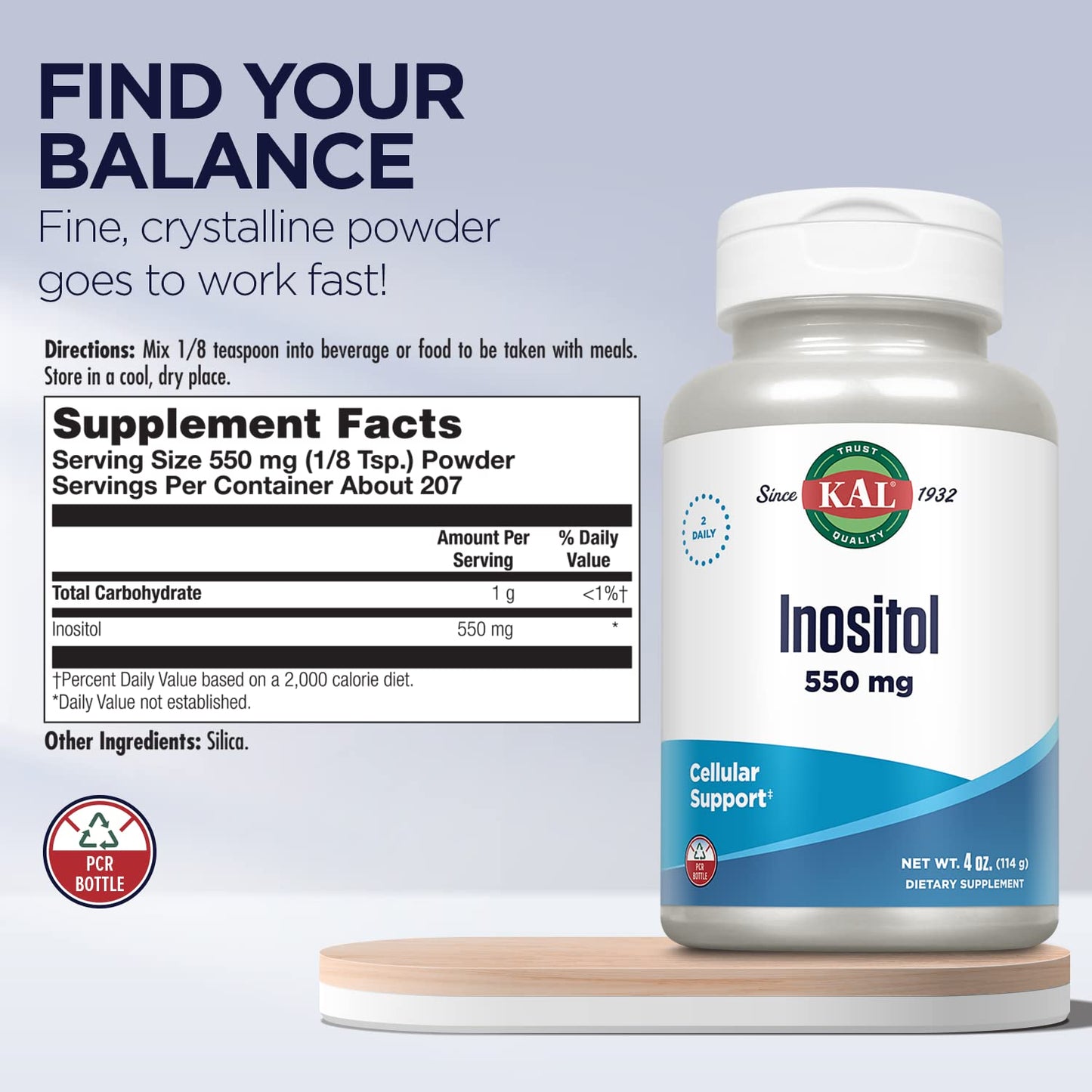 KAL Inositol Powder 550mg, 4 oz