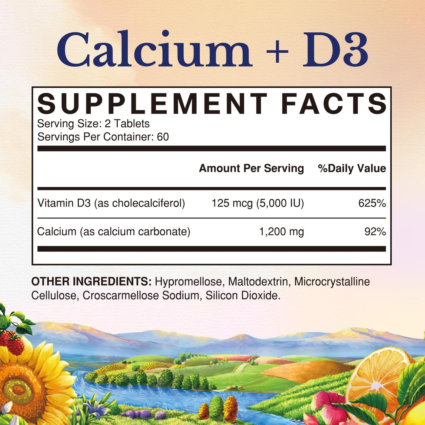 Vitalitown Calcium 1200 mg with Vitamin D3 5000 IU Tablet, 120 Tablets